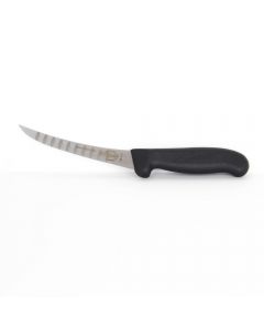 Caribou 15cm Boning Knife with Curved Flexible Scalloped Blade Black